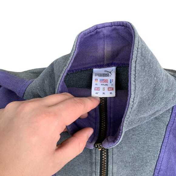 VINTAGE 1998 Puma Windbreaker XL Y2K Gray/Purple - Picture 6 of 7